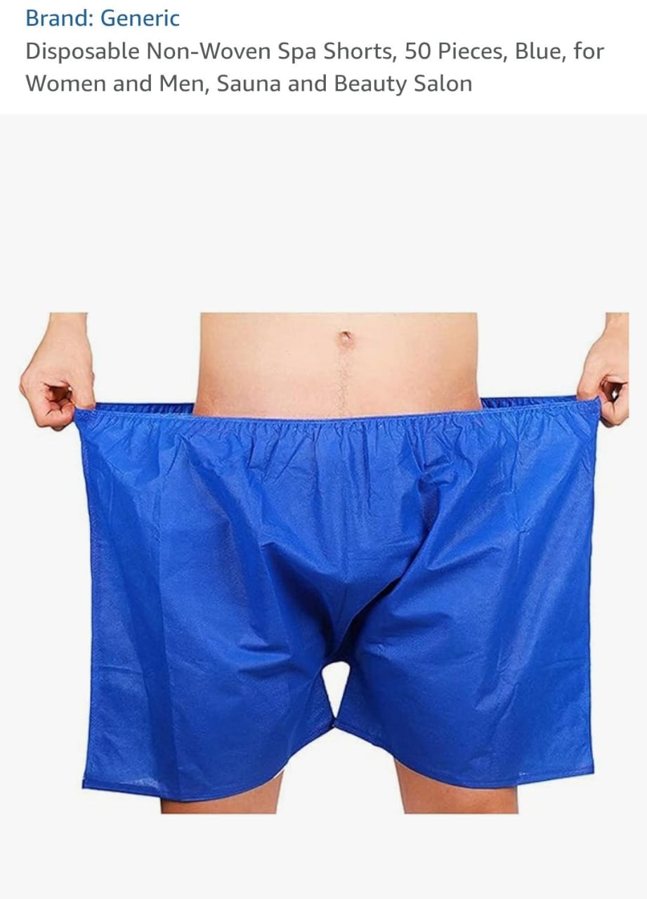 Disposable Non-Woven Spa Shorts, Unisex for Sauna an Beauty Salon