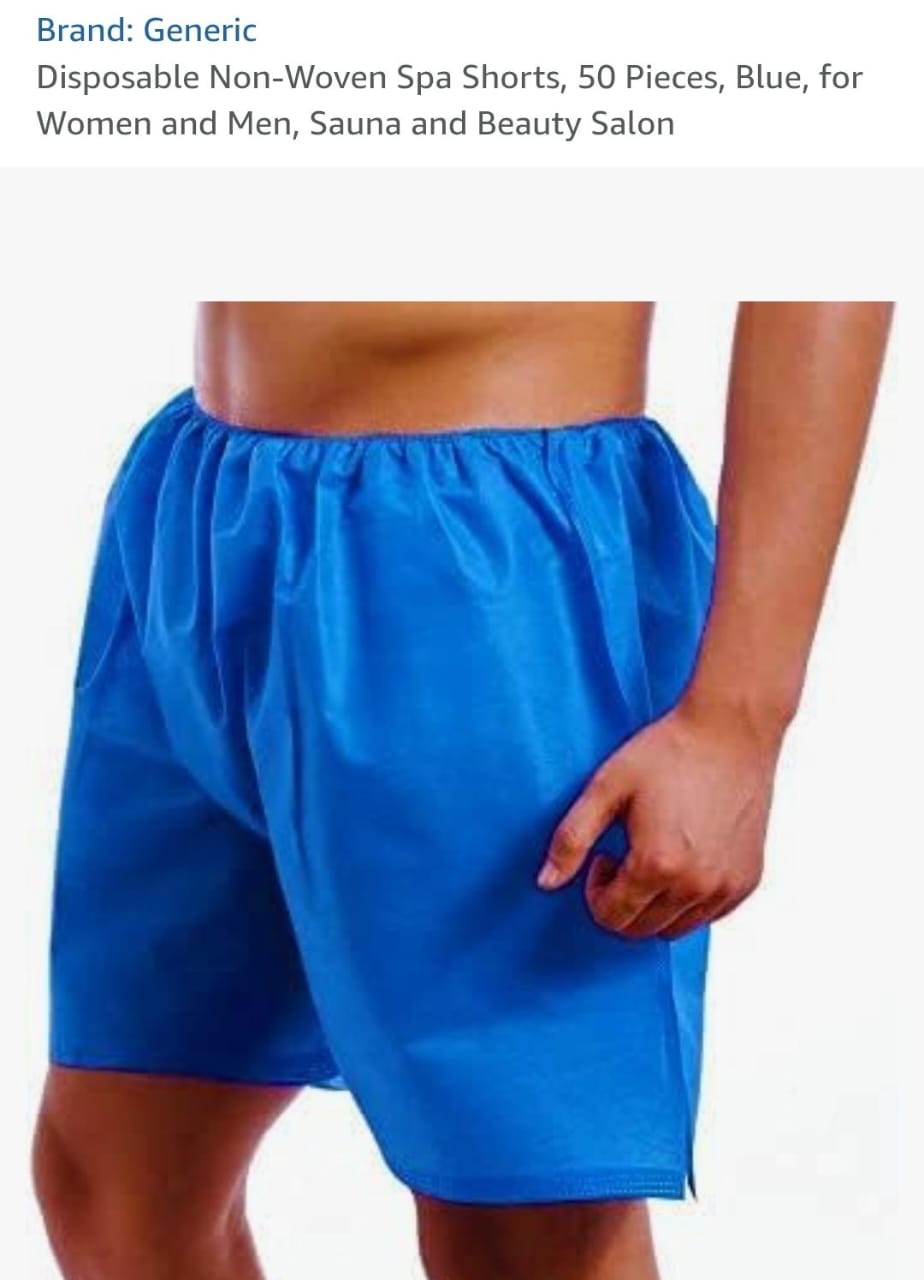 Disposable Non-Woven Spa Shorts, Unisex for Sauna an Beauty Salon